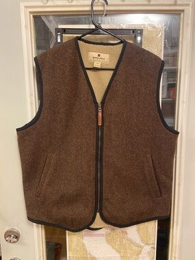 Woolrich Brown Wool-Blend Zip Front Vest